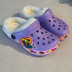 Purple Clogs with Butterfly Design